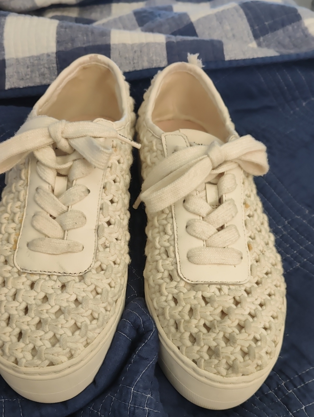 kate spade Cream Woven Lace-Up Sneakers